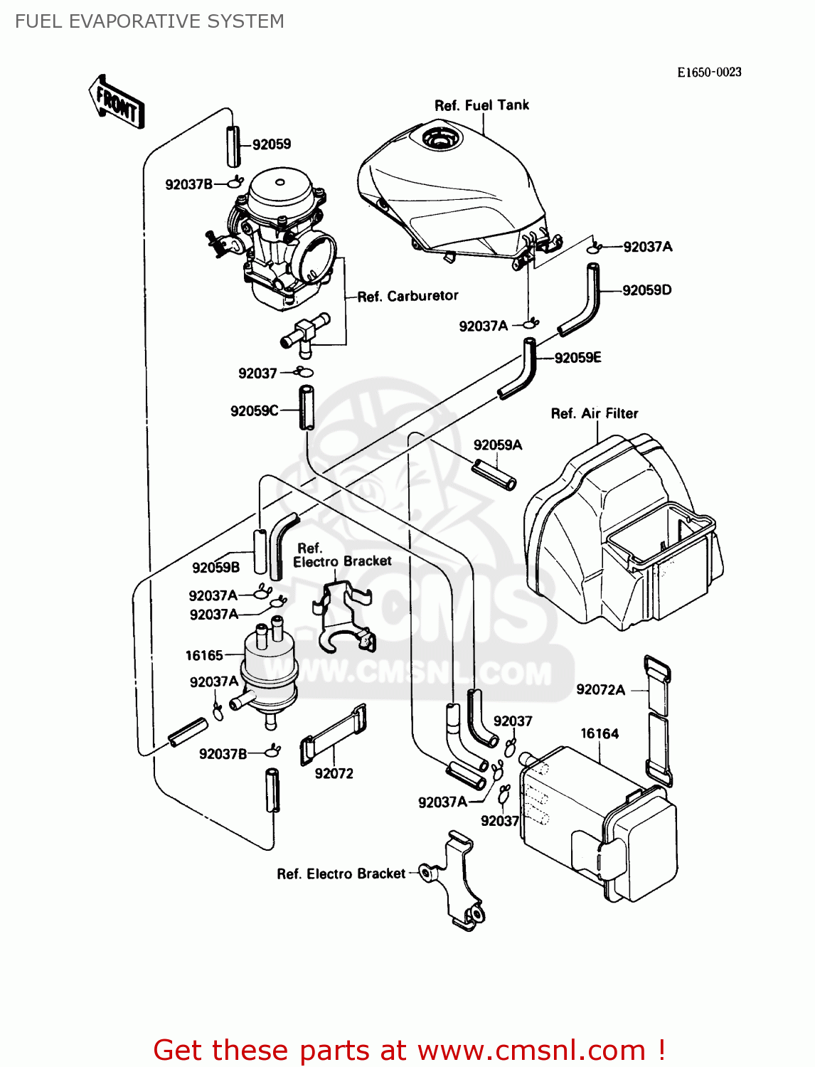 FUEL EVAPORATIVE SYSTEM ZX750F3 NINJA 750R 1989 USA CALIFORNIA