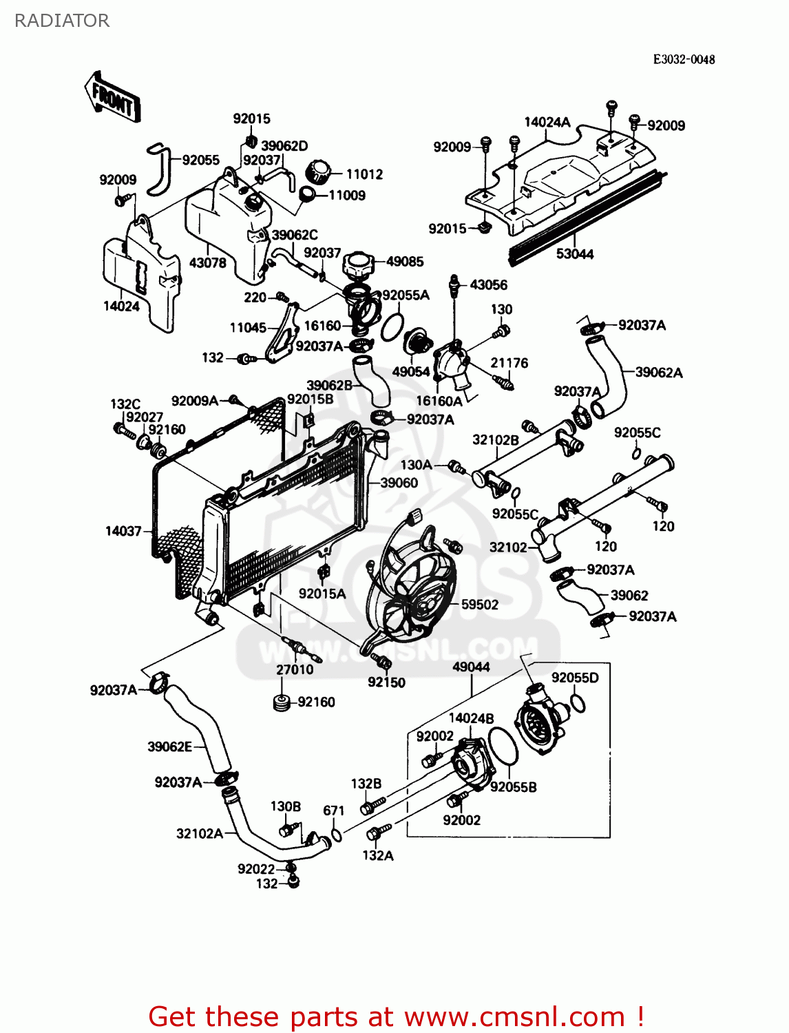 RADIATOR ZX750F3 NINJA 750R 1989 USA CALIFORNIA