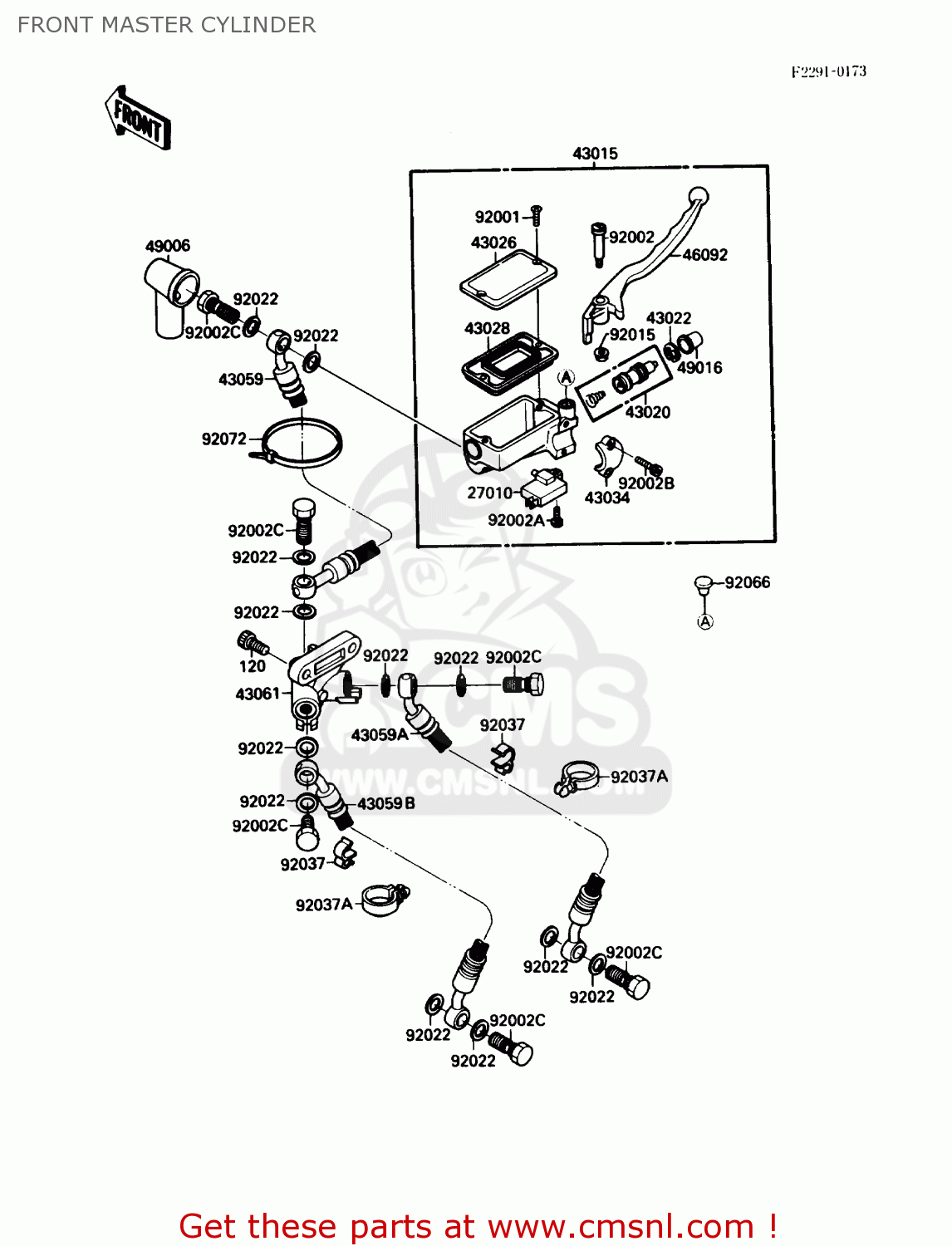 FRONT MASTER CYLINDER ZX750F3 NINJA 750R 1989 USA CALIFORNIA