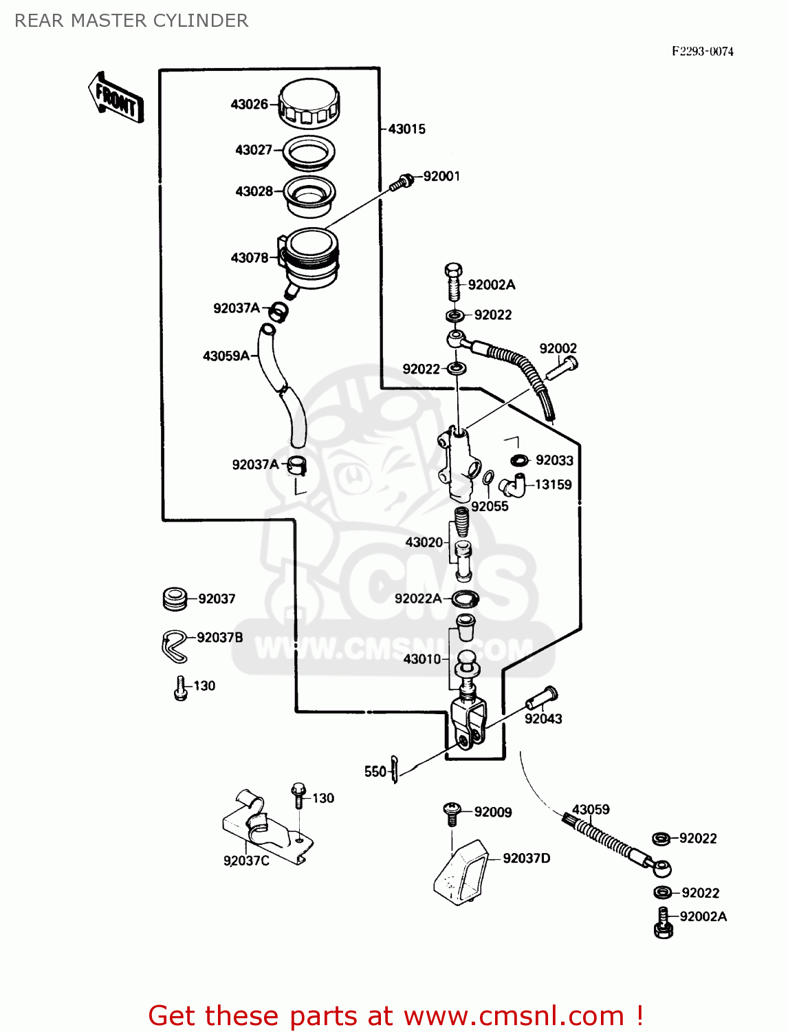 REAR MASTER CYLINDER ZX750F3 NINJA 750R 1989 USA CALIFORNIA
