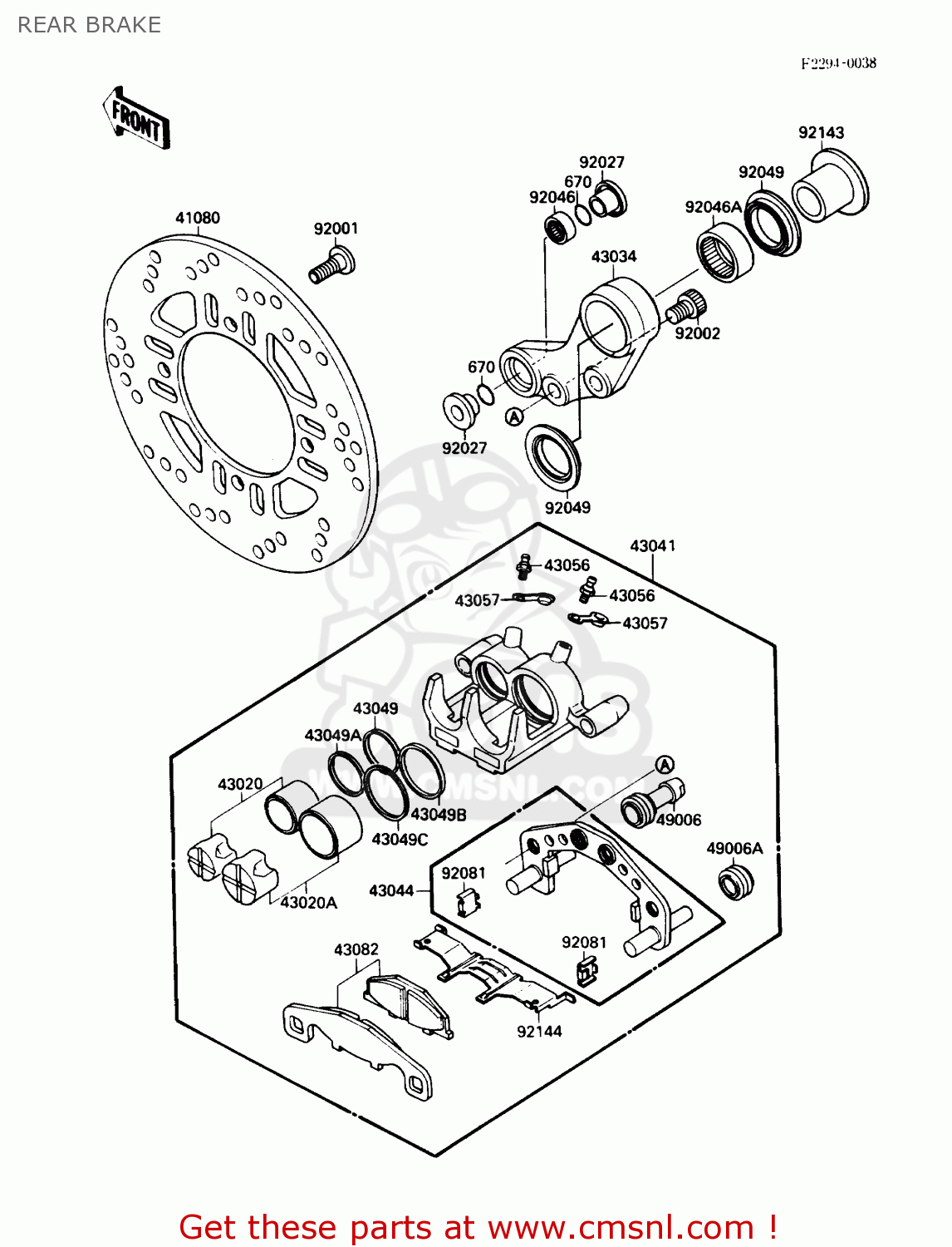 REAR BRAKE ZX750F3 NINJA 750R 1989 USA CALIFORNIA