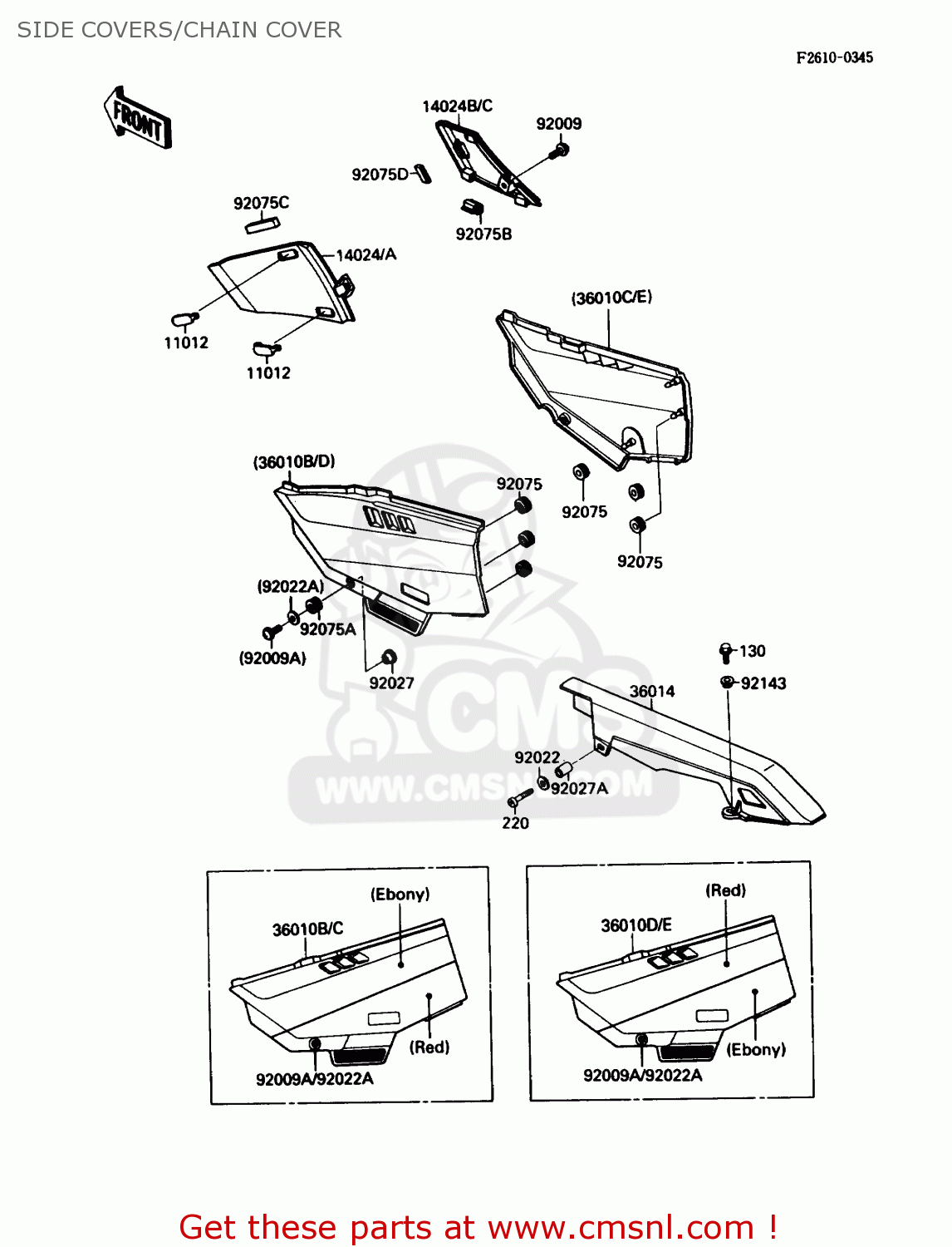 SIDE COVERS/CHAIN COVER ZX750F3 NINJA 750R 1989 USA CALIFORNIA