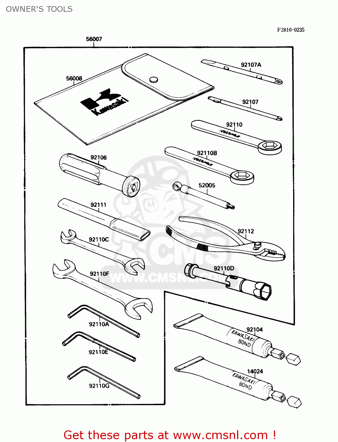 OWNER'S TOOLS ZX750F3 NINJA 750R 1989 USA CALIFORNIA