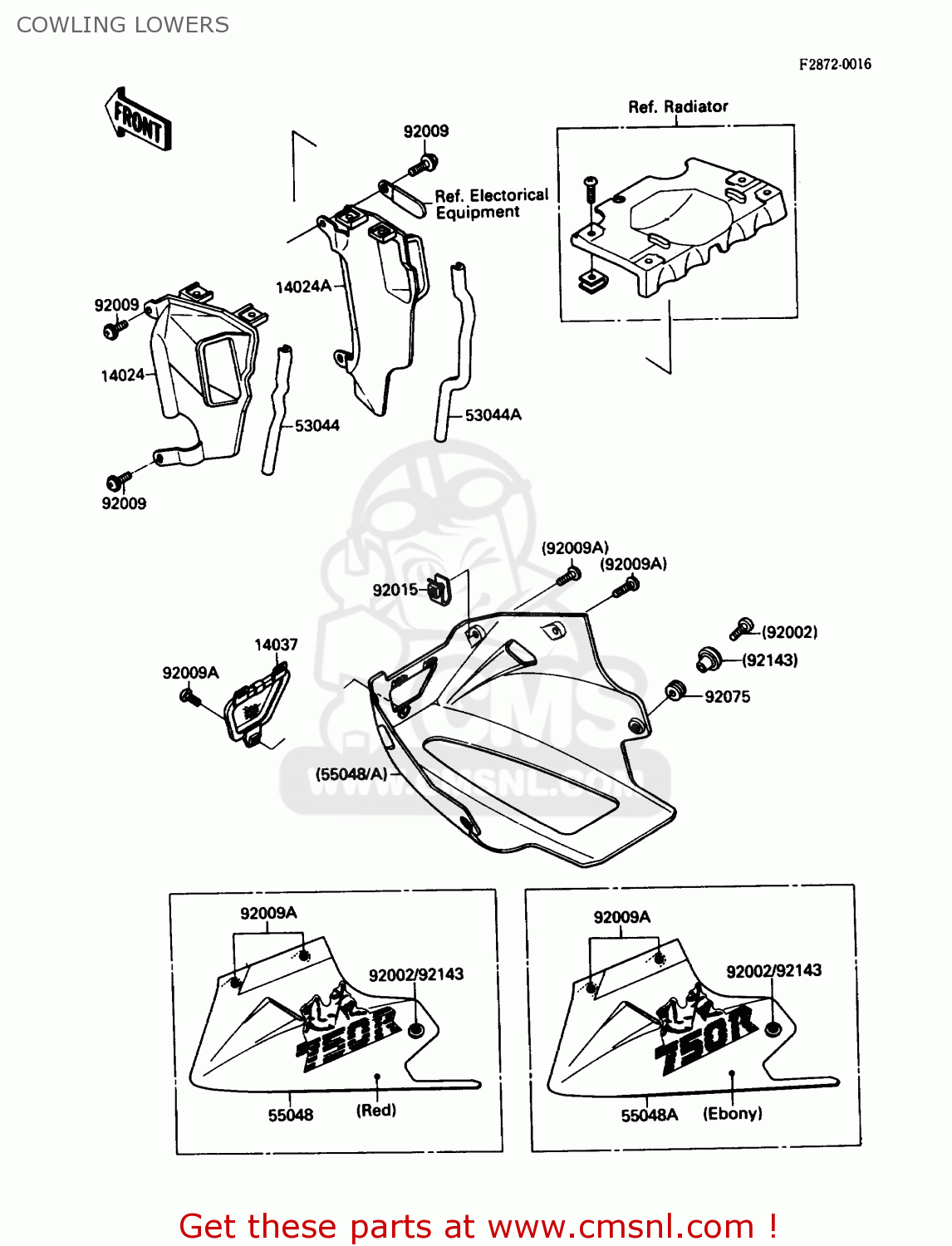COWLING LOWERS ZX750F3 NINJA 750R 1989 USA CALIFORNIA