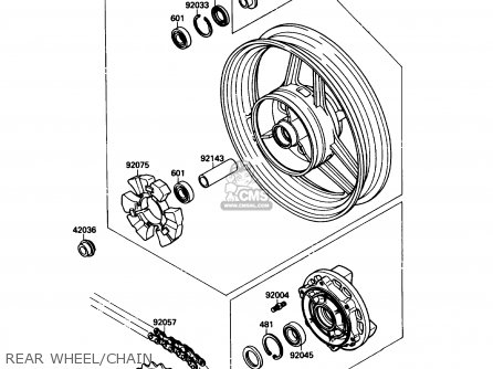 REAR WHEEL/CHAIN - ZX750F3 NINJA 750R 1989 USA CALIFORNIA