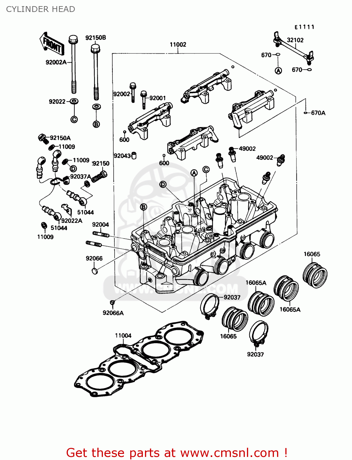 CYLINDER HEAD ZX750F4 NINJA 750R 1990 USA CALIFORNIA