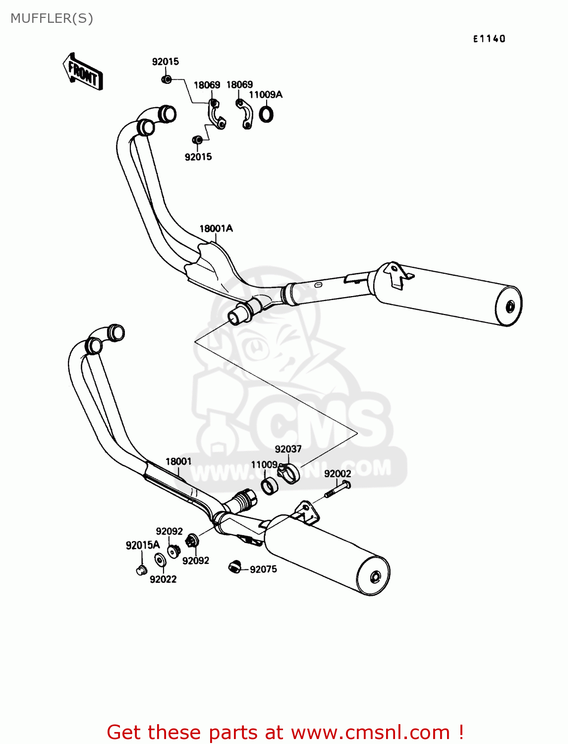 MUFFLER(S) ZX750F4 NINJA 750R 1990 USA CALIFORNIA