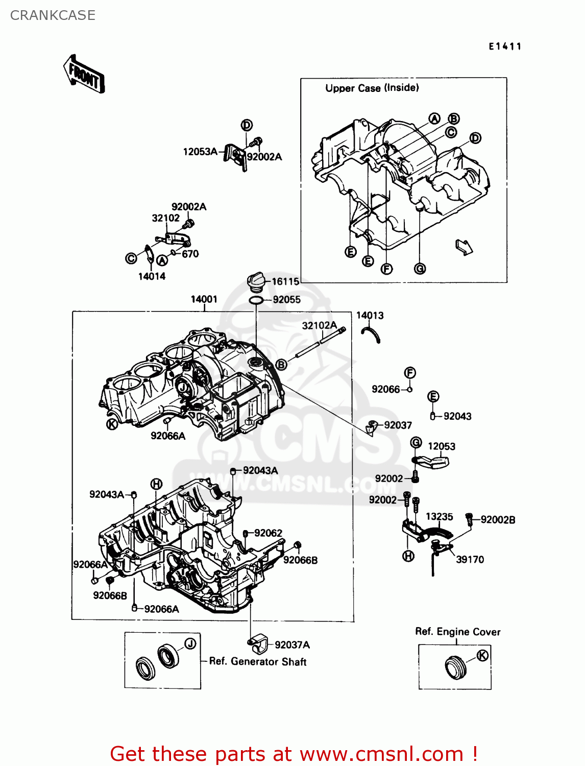 CRANKCASE ZX750F4 NINJA 750R 1990 USA CALIFORNIA