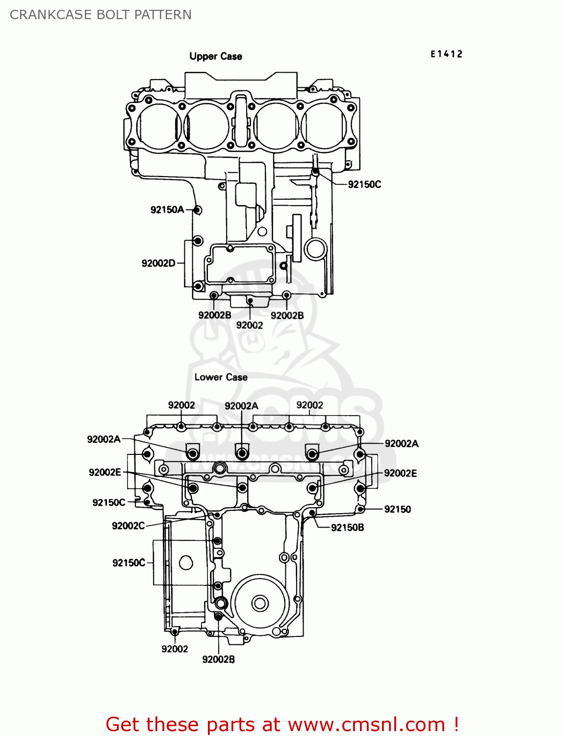 CRANKCASE BOLT PATTERN ZX750F4 NINJA 750R 1990 USA CALIFORNIA