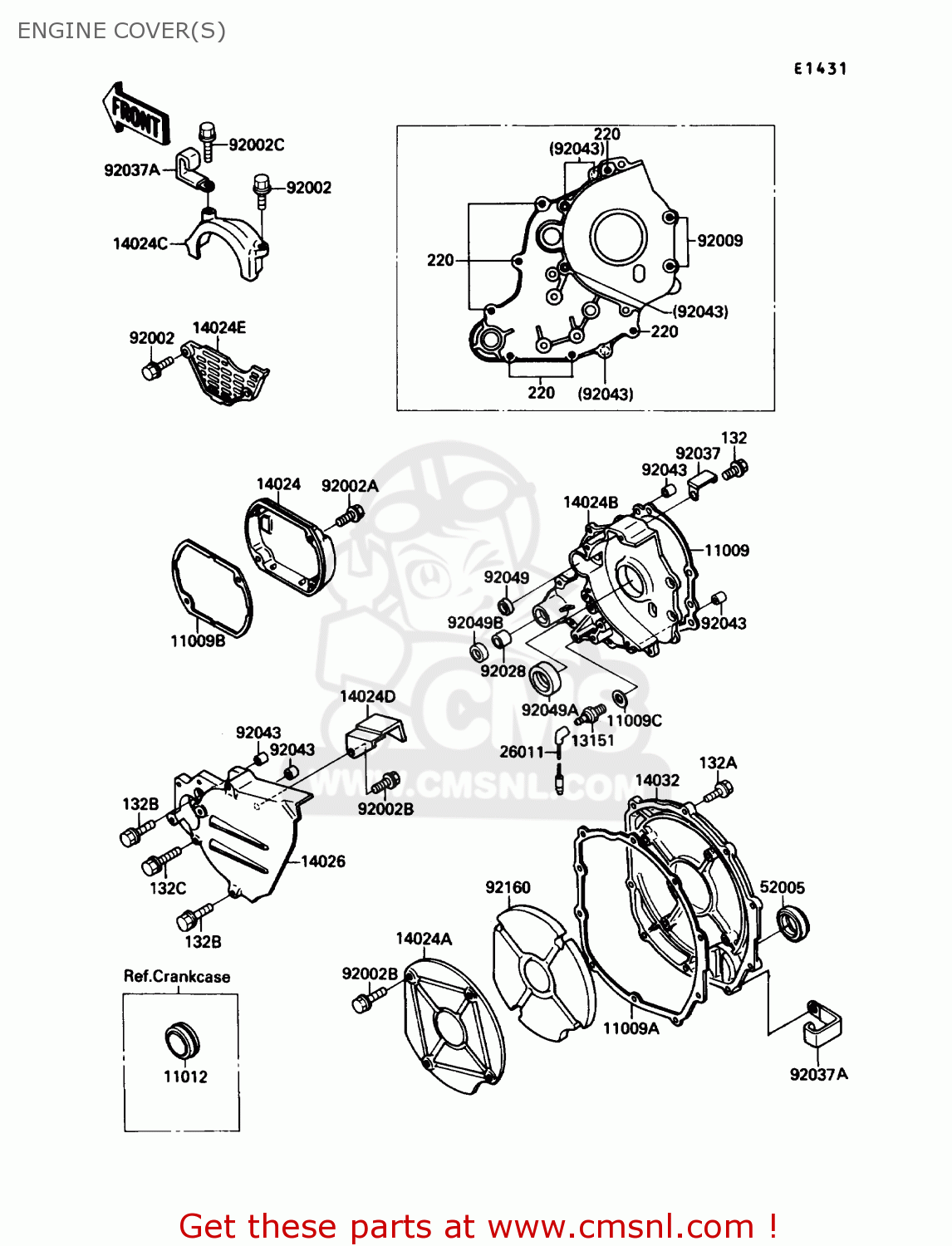 ENGINE COVER(S) ZX750F4 NINJA 750R 1990 USA CALIFORNIA
