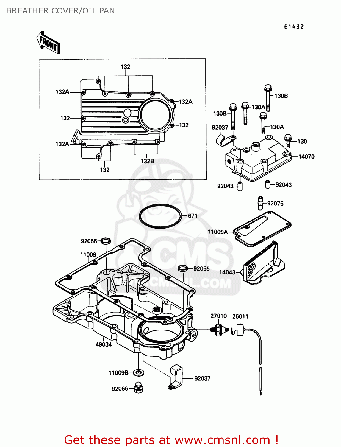 BREATHER COVER/OIL PAN ZX750F4 NINJA 750R 1990 USA CALIFORNIA