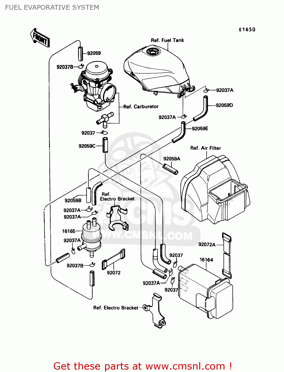 FUEL EVAPORATIVE SYSTEM ZX750F4 NINJA 750R 1990 USA CALIFORNIA