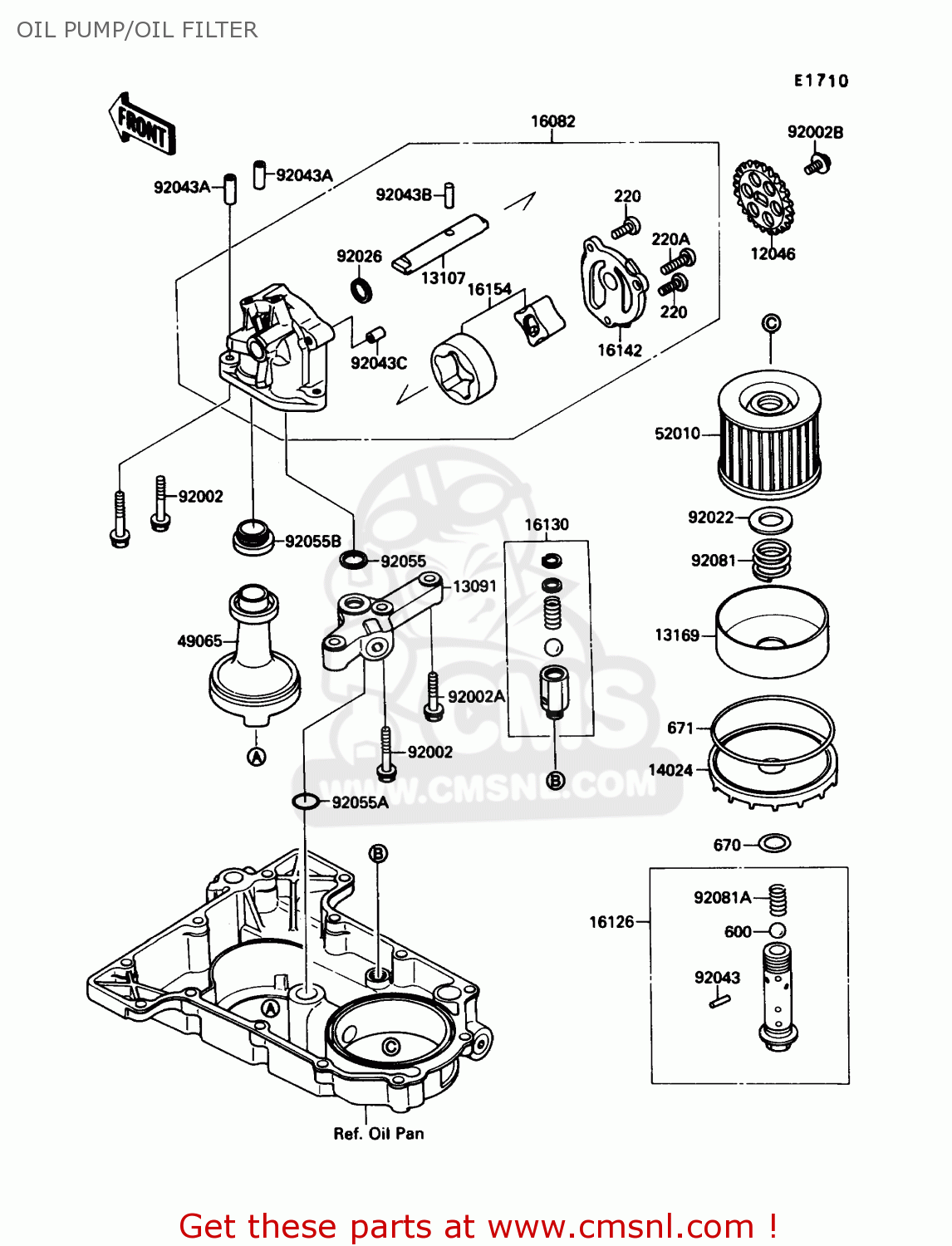 OIL PUMP/OIL FILTER ZX750F4 NINJA 750R 1990 USA CALIFORNIA