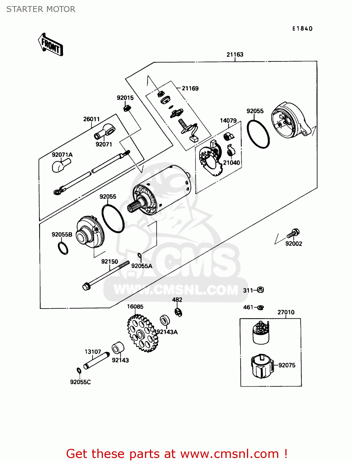 STARTER MOTOR ZX750F4 NINJA 750R 1990 USA CALIFORNIA