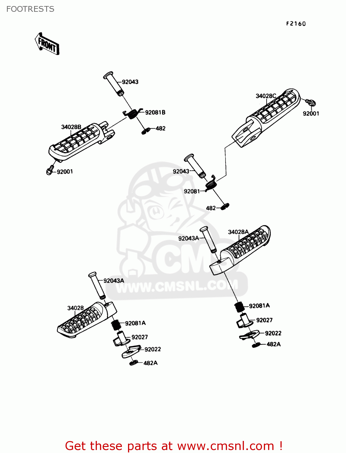 FOOTRESTS ZX750F4 NINJA 750R 1990 USA CALIFORNIA