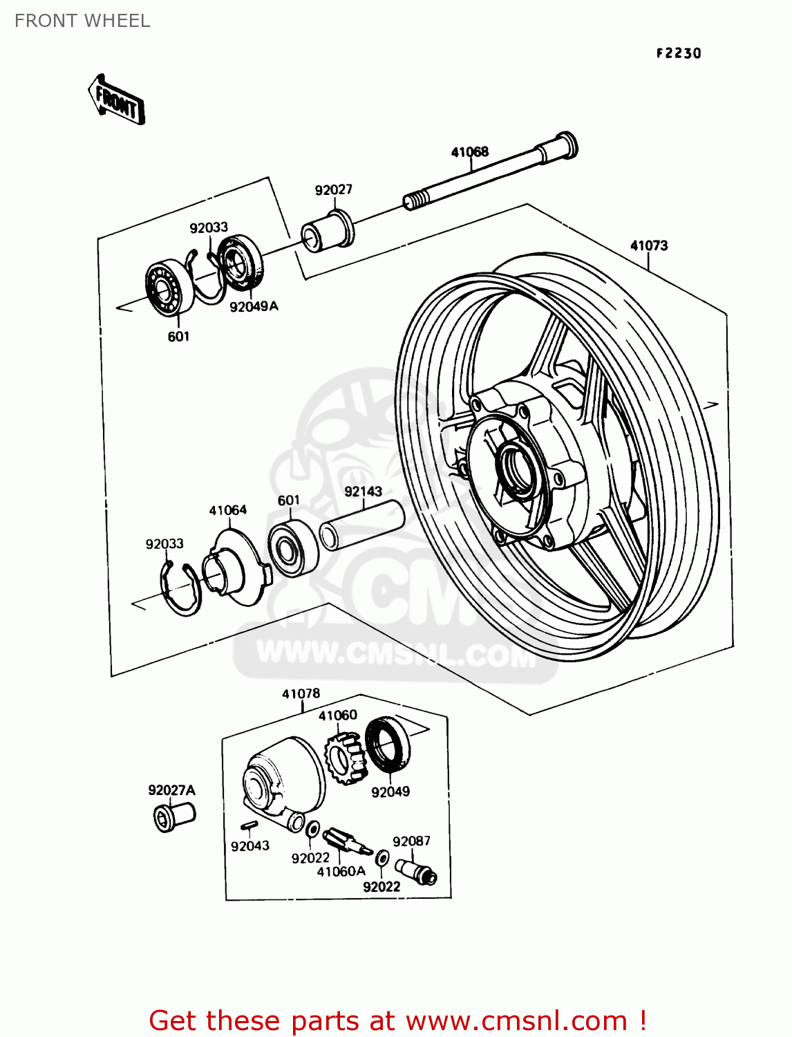 FRONT WHEEL ZX750F4 NINJA 750R 1990 USA CALIFORNIA
