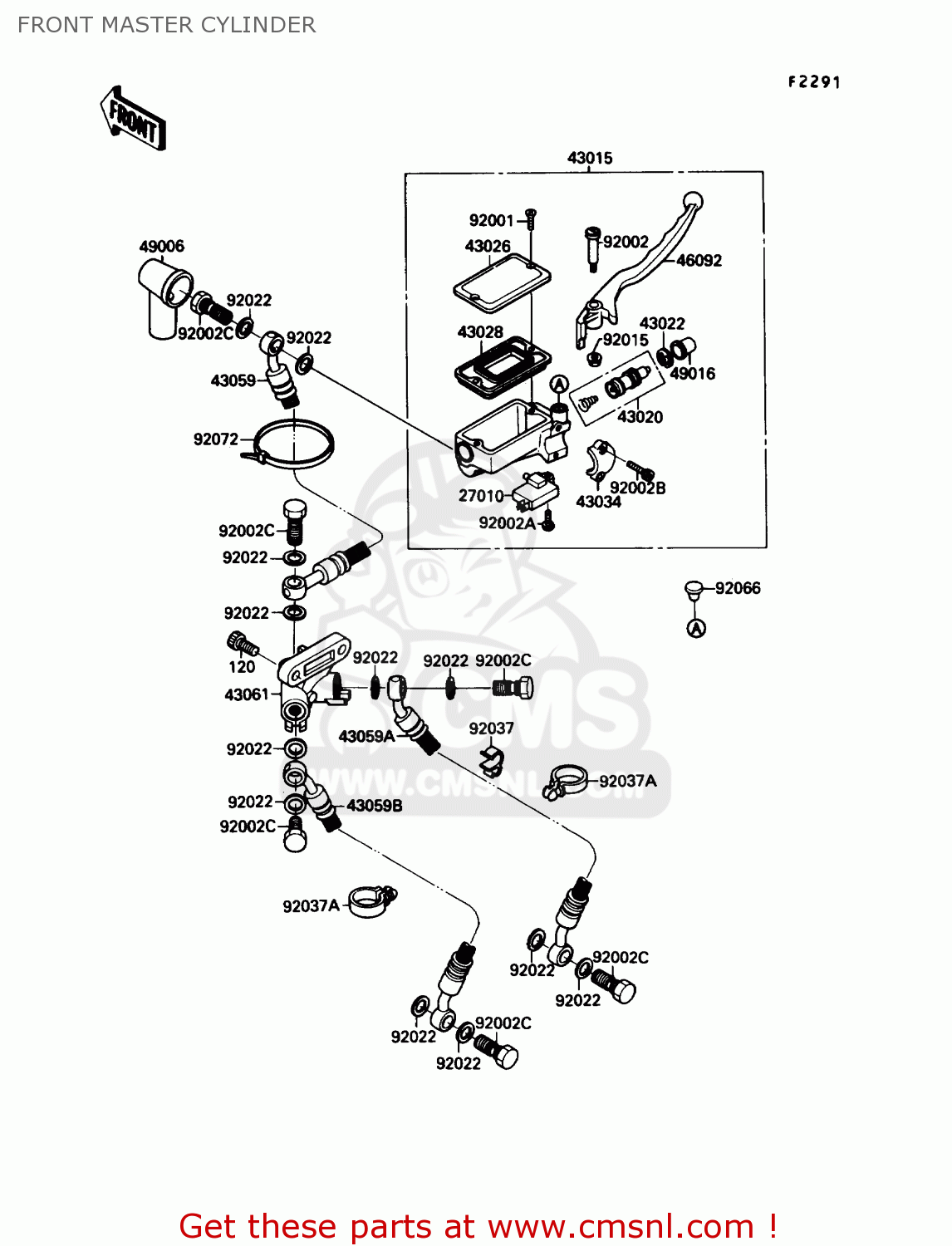 FRONT MASTER CYLINDER ZX750F4 NINJA 750R 1990 USA CALIFORNIA
