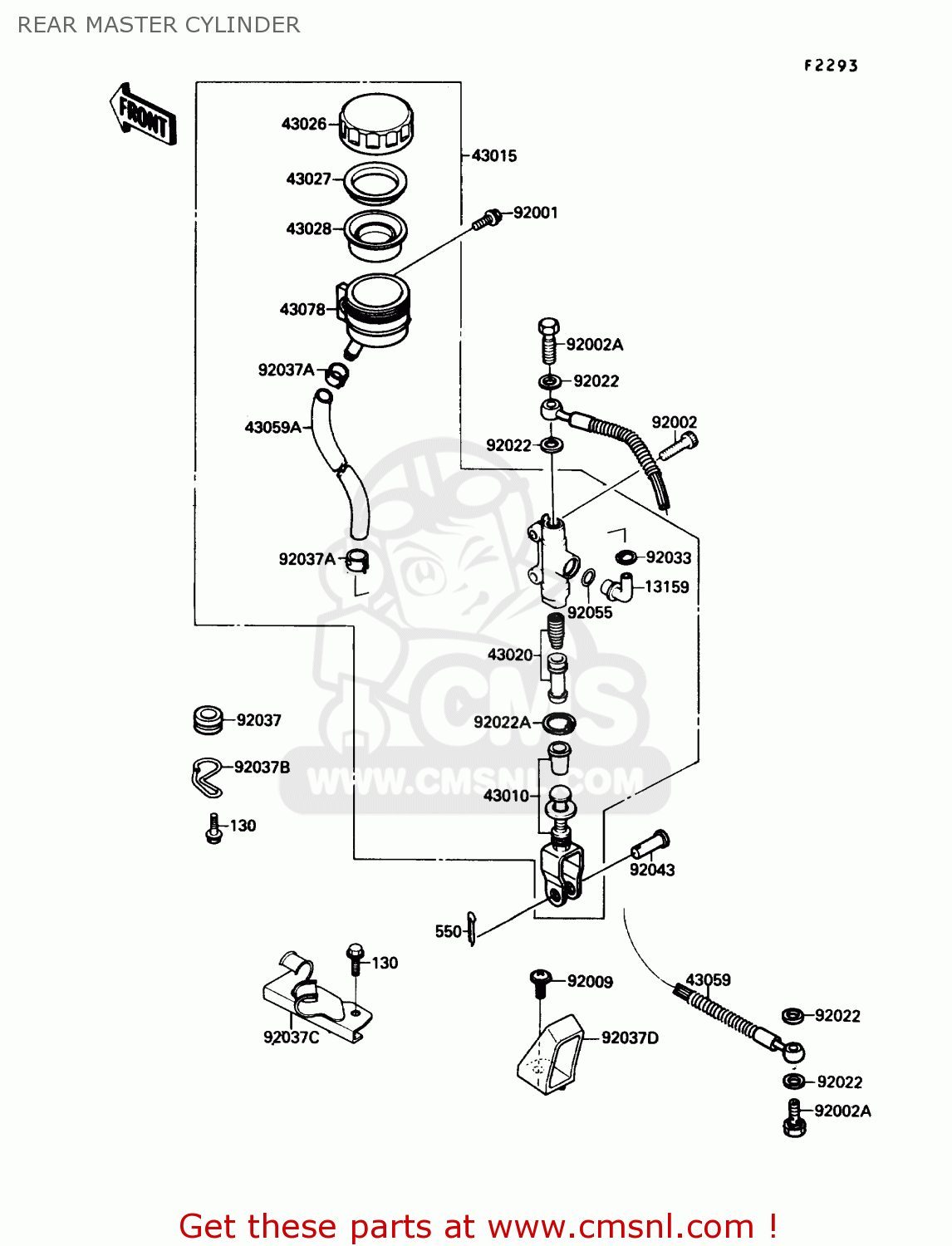 REAR MASTER CYLINDER ZX750F4 NINJA 750R 1990 USA CALIFORNIA