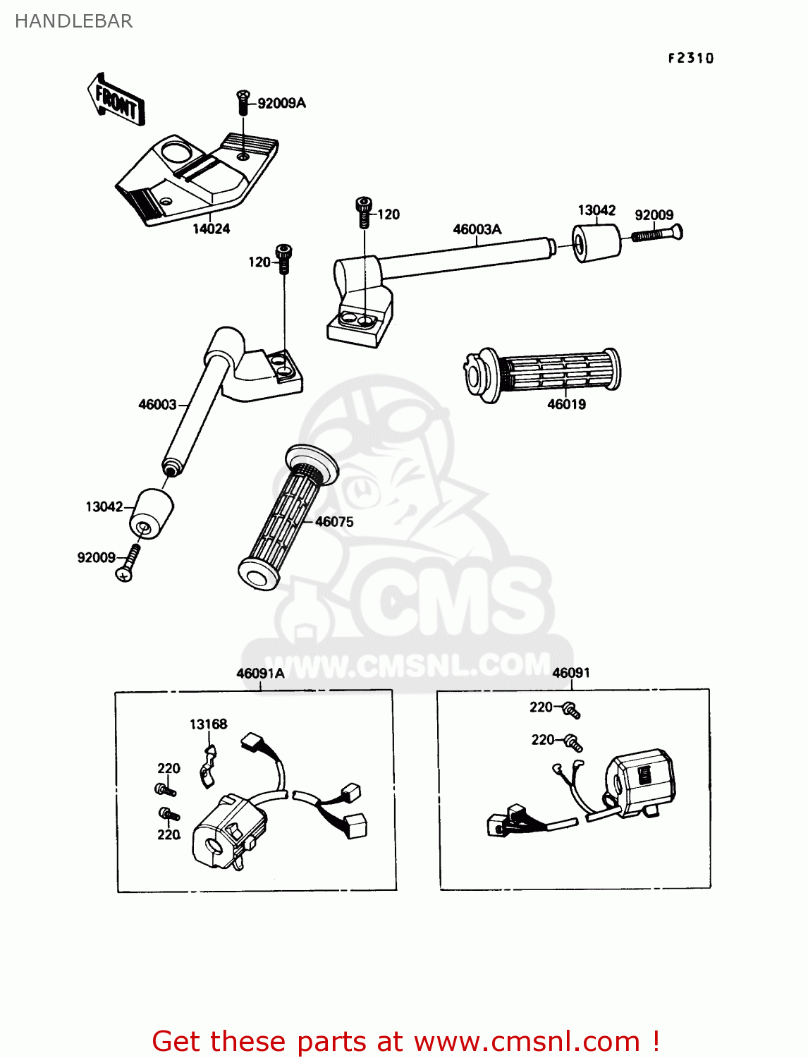 HANDLEBAR ZX750F4 NINJA 750R 1990 USA CALIFORNIA