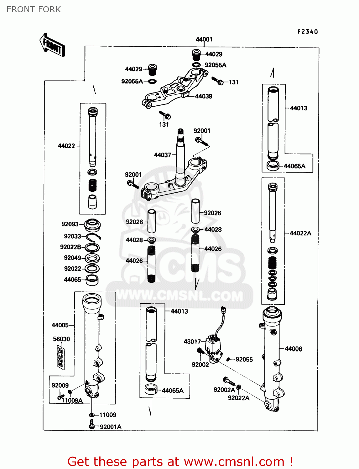 FRONT FORK ZX750F4 NINJA 750R 1990 USA CALIFORNIA