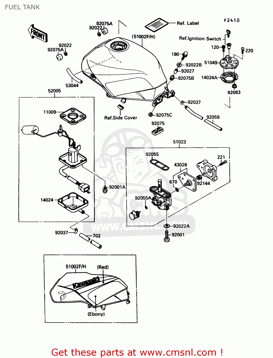 FUEL TANK ZX750F4 NINJA 750R 1990 USA CALIFORNIA