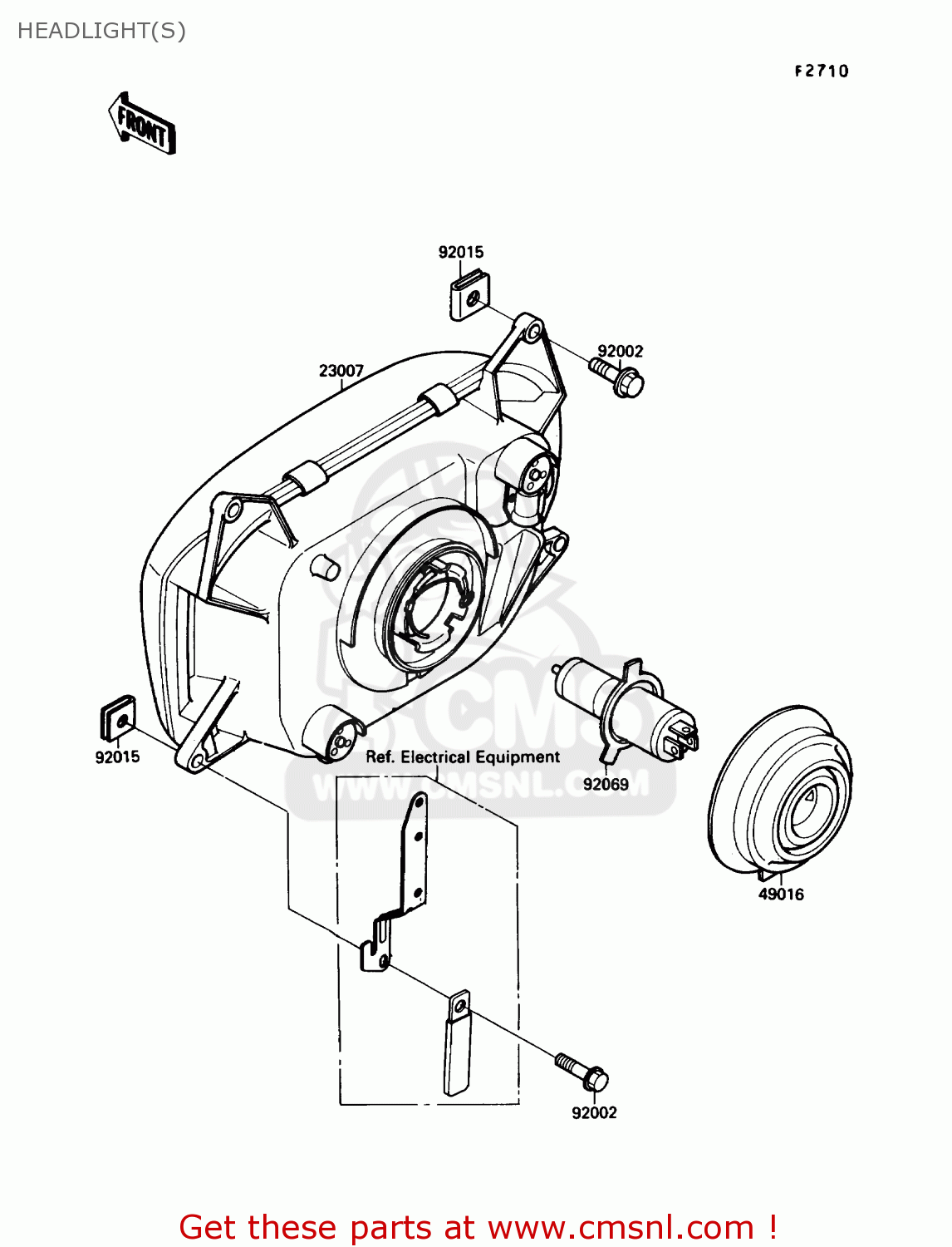 HEADLIGHT(S) ZX750F4 NINJA 750R 1990 USA CALIFORNIA