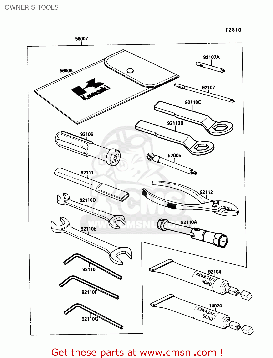 OWNER'S TOOLS ZX750F4 NINJA 750R 1990 USA CALIFORNIA