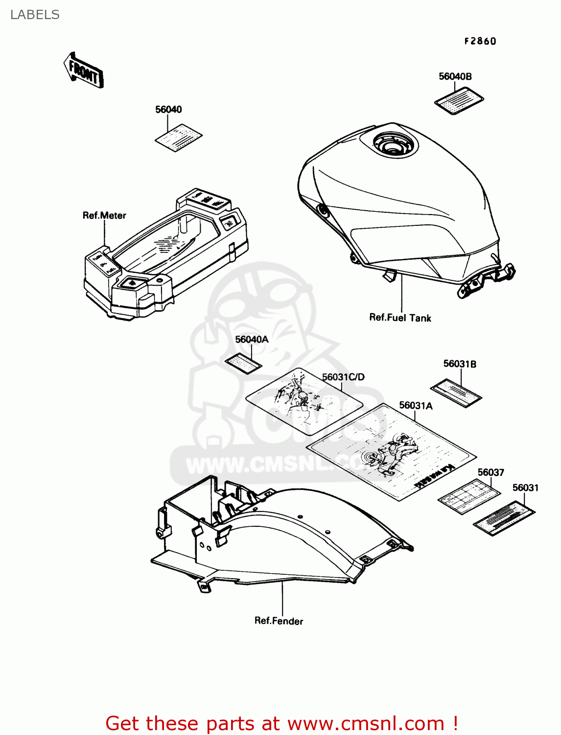 LABELS ZX750F4 NINJA 750R 1990 USA CALIFORNIA