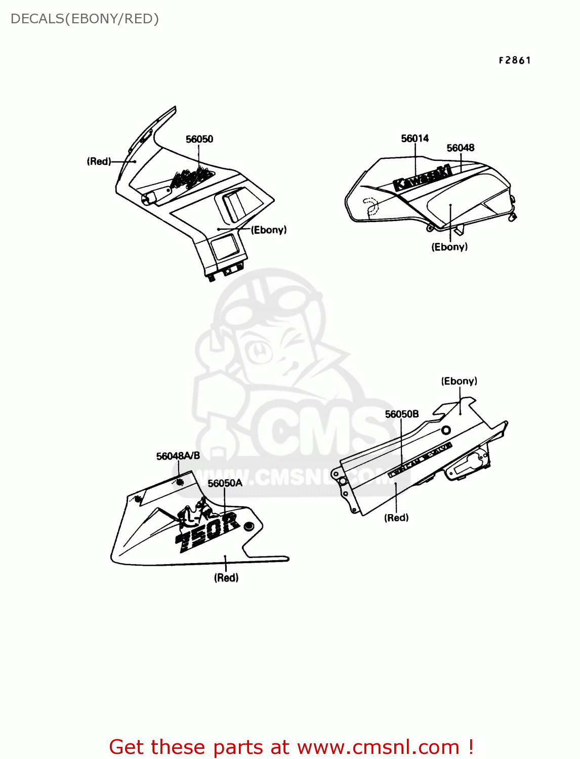 DECALS(EBONY/RED) ZX750F4 NINJA 750R 1990 USA CALIFORNIA