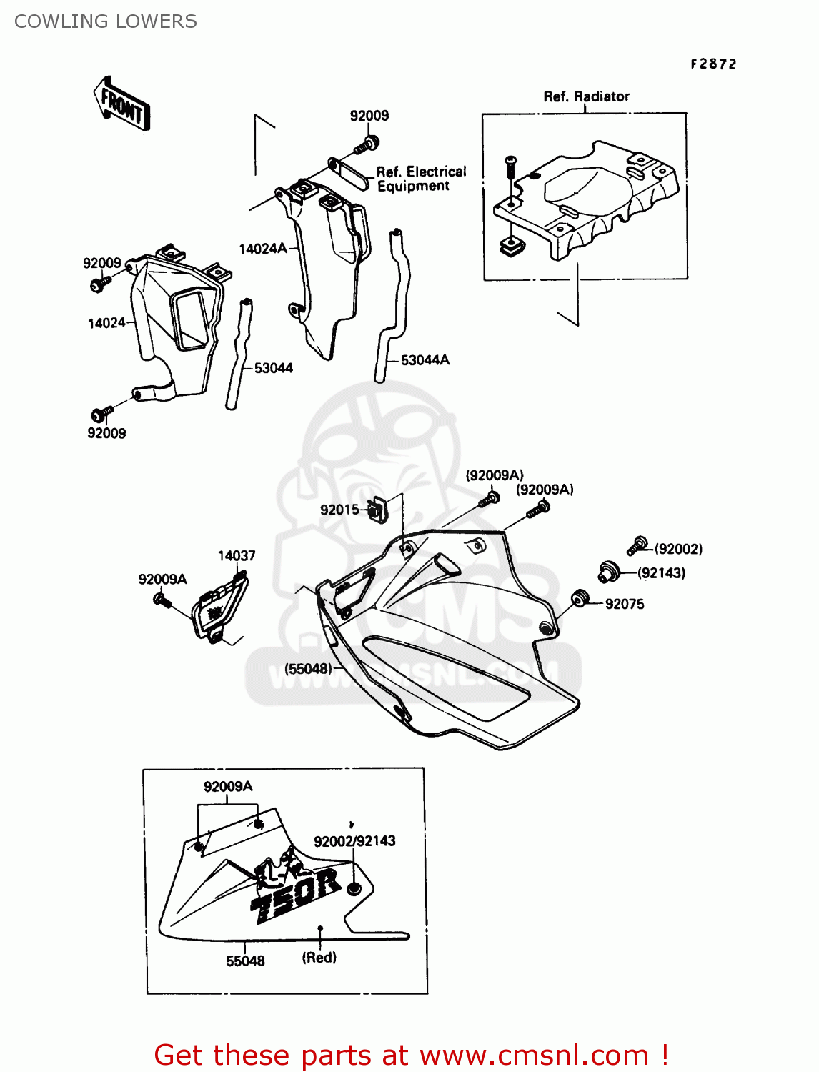 COWLING LOWERS ZX750F4 NINJA 750R 1990 USA CALIFORNIA