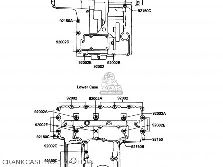 CRANKCASE BOLT PATTERN - ZX750F4 NINJA 750R 1990 USA CALIFORNIA