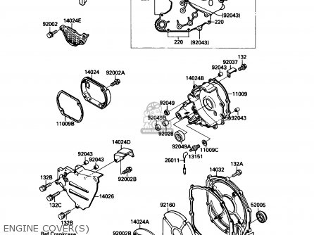 ENGINE COVER(S) - ZX750F4 NINJA 750R 1990 USA CALIFORNIA