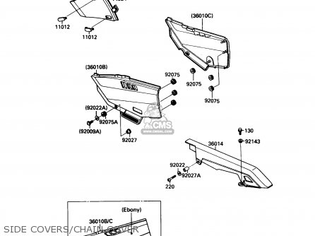 SIDE COVERS/CHAIN COVER - ZX750F4 NINJA 750R 1990 USA CALIFORNIA
