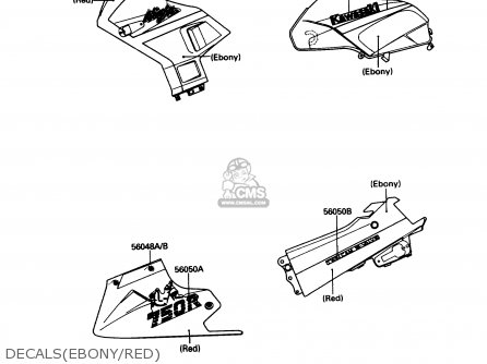 DECALS(EBONY/RED) - ZX750F4 NINJA 750R 1990 USA CALIFORNIA