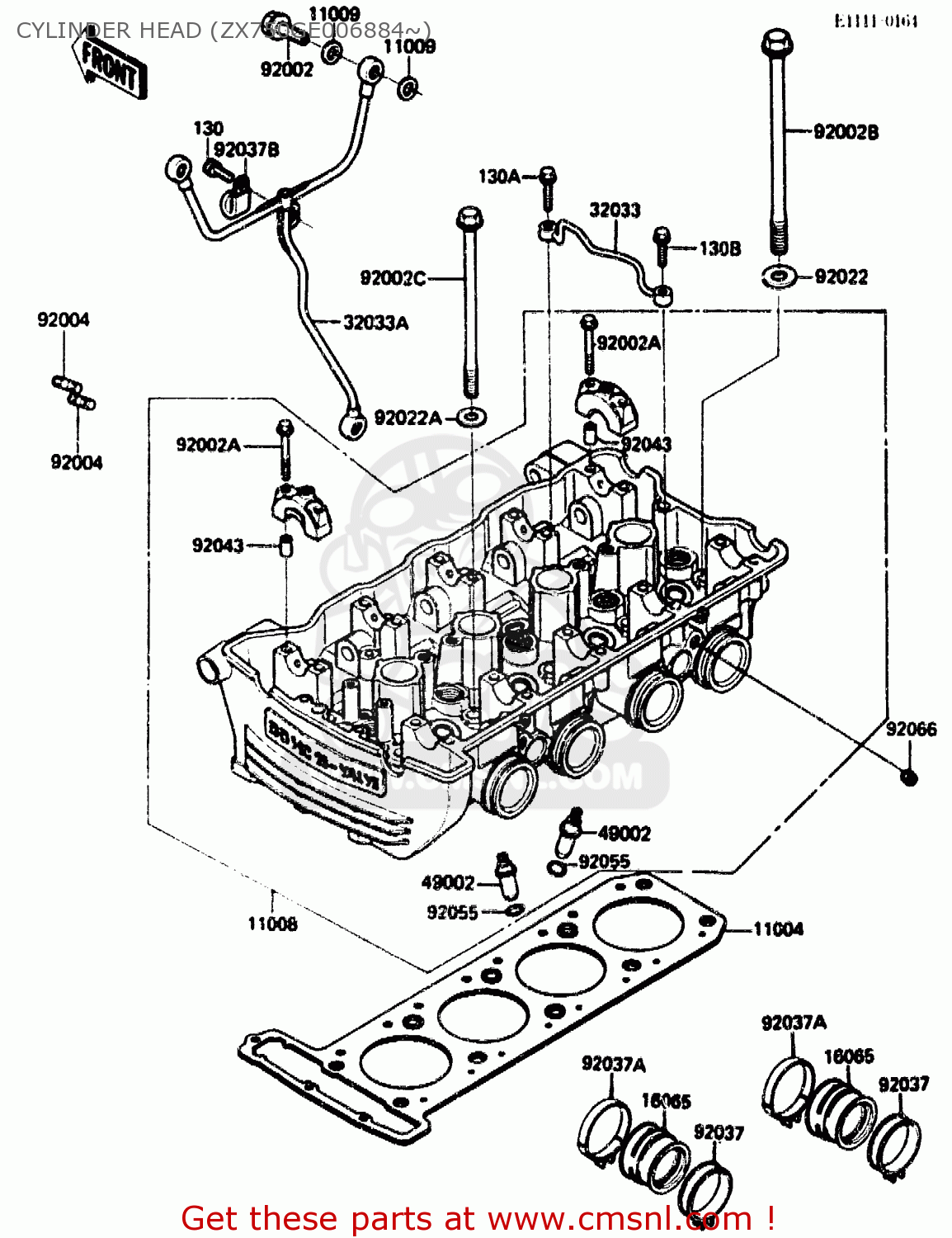 CYLINDER HEAD (ZX750GE006884~) ZX750G2 1985 EUROPE UK FR GR IT NR SD