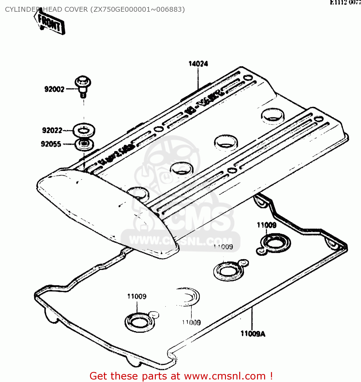 CYLINDER HEAD COVER (ZX750GE000001~006883) ZX750G2 1985 EUROPE UK FR GR IT NR SD