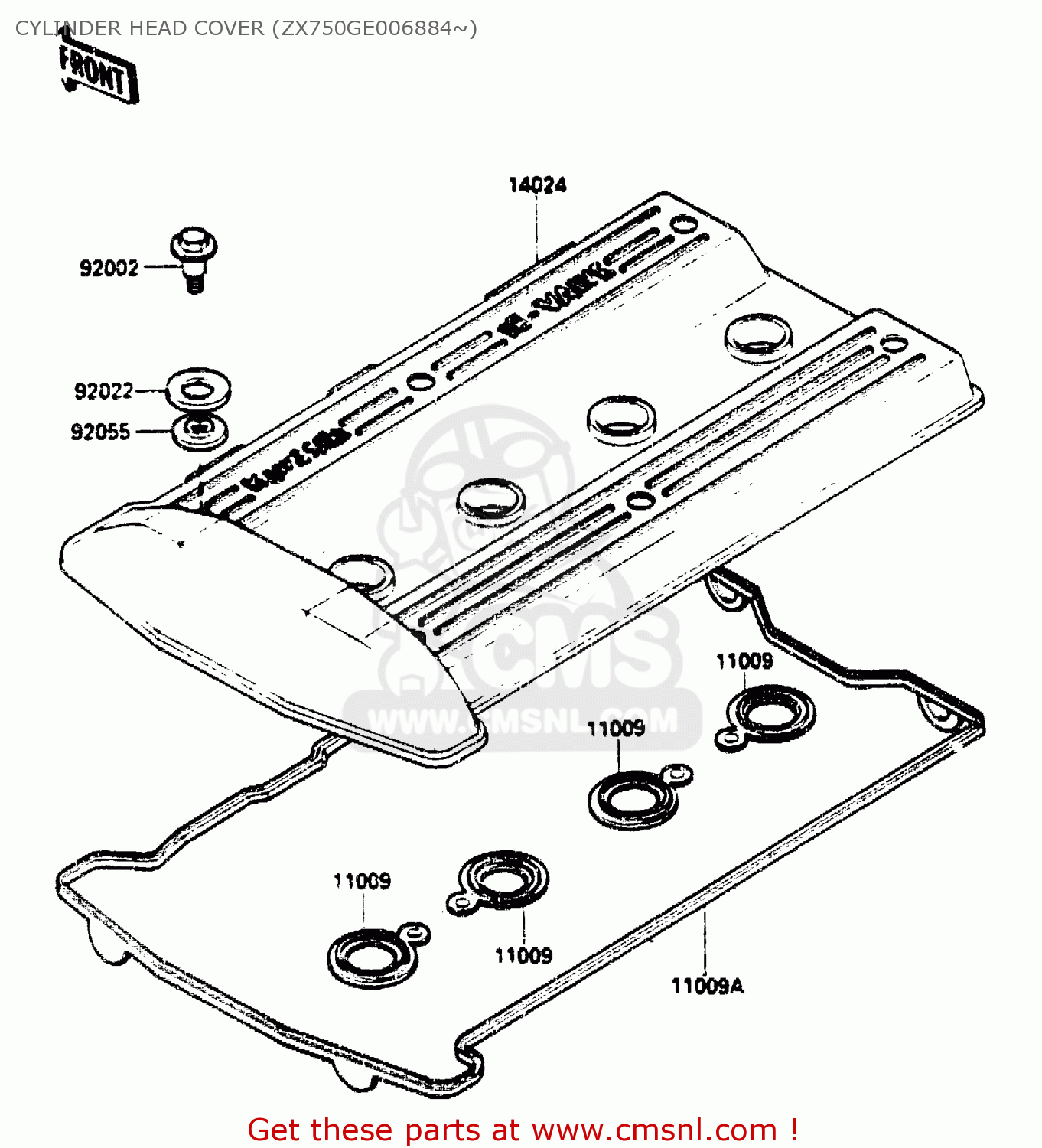 CYLINDER HEAD COVER (ZX750GE006884~) ZX750G2 1985 EUROPE UK FR GR IT NR SD
