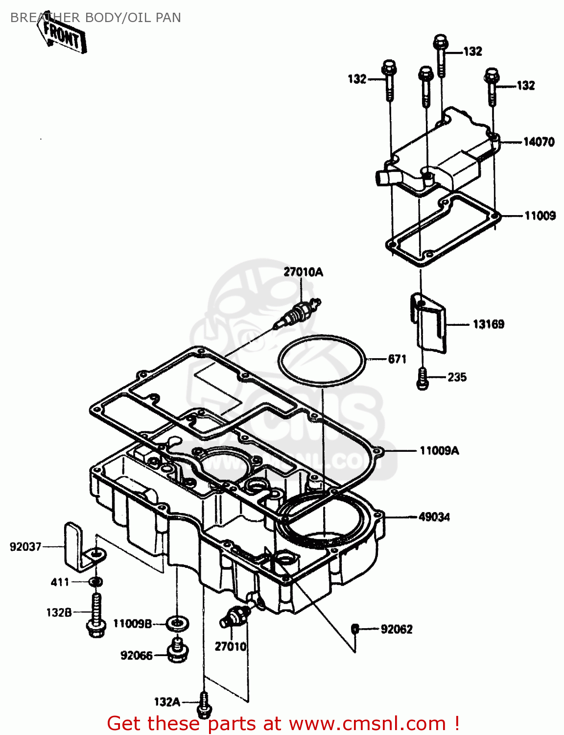 BREATHER BODY/OIL PAN ZX750G2 1985 EUROPE UK FR GR IT NR SD