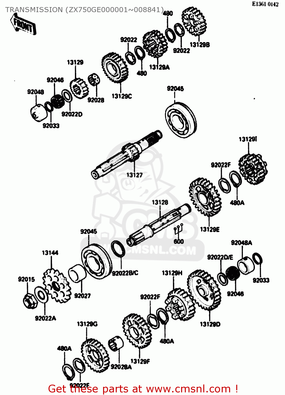 TRANSMISSION (ZX750GE000001~008841) ZX750G2 1985 EUROPE UK FR GR IT NR SD