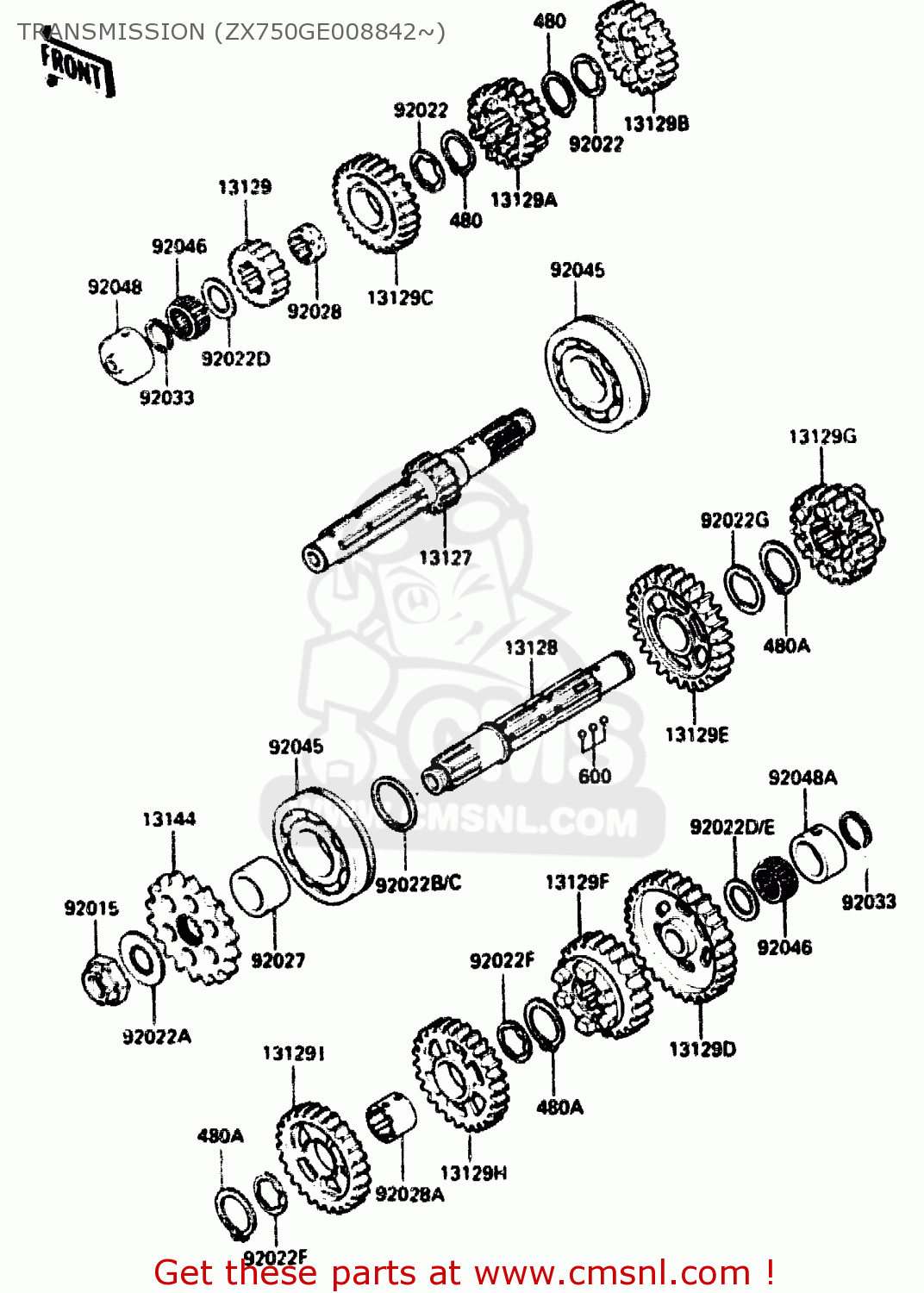 TRANSMISSION (ZX750GE008842~) ZX750G2 1985 EUROPE UK FR GR IT NR SD