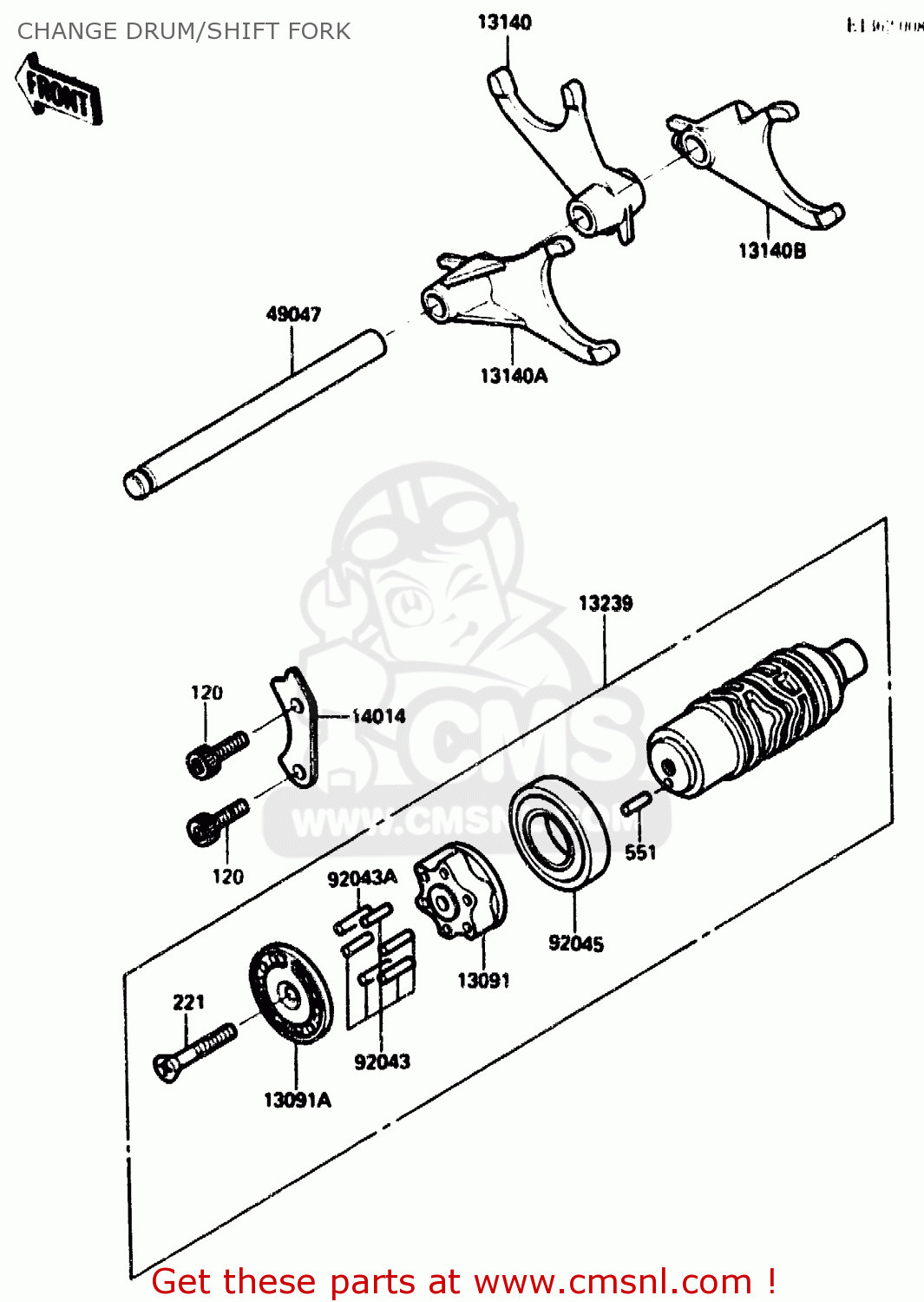 CHANGE DRUM/SHIFT FORK ZX750G2 1985 EUROPE UK FR GR IT NR SD