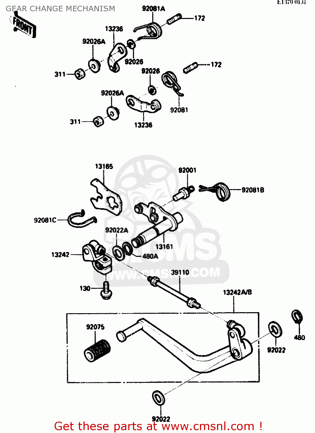 GEAR CHANGE MECHANISM ZX750G2 1985 EUROPE UK FR GR IT NR SD