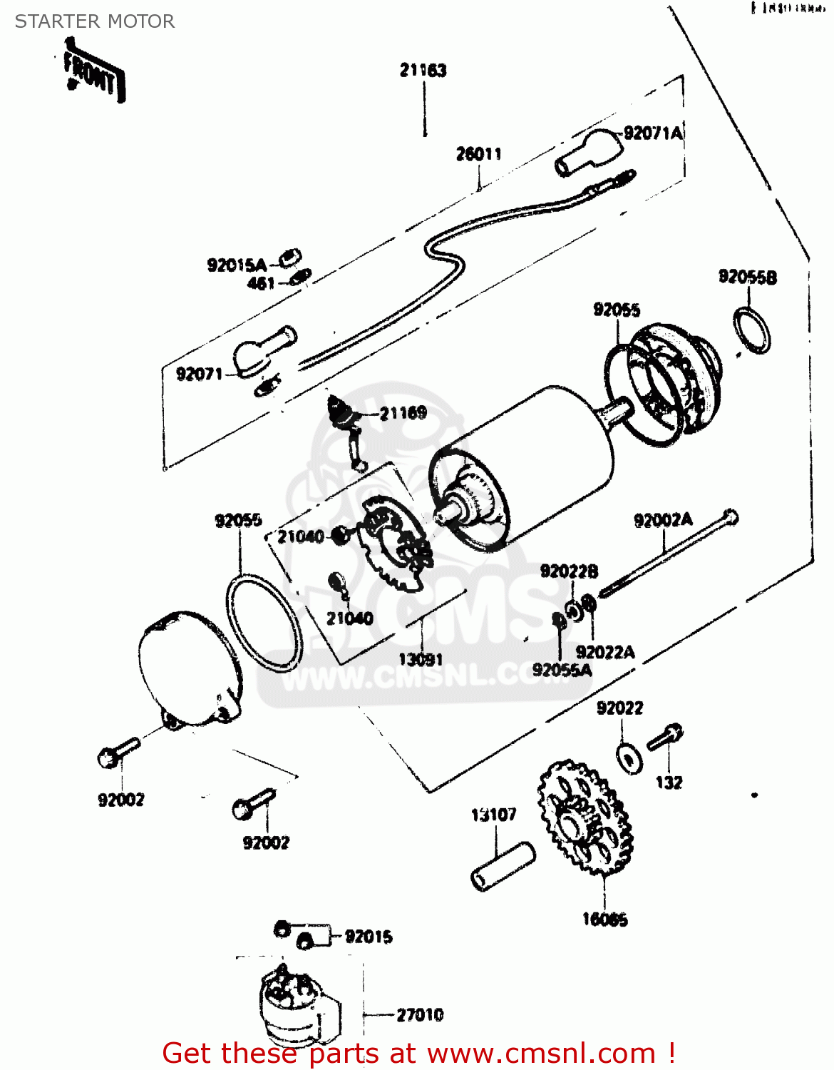 STARTER MOTOR ZX750G2 1985 EUROPE UK FR GR IT NR SD