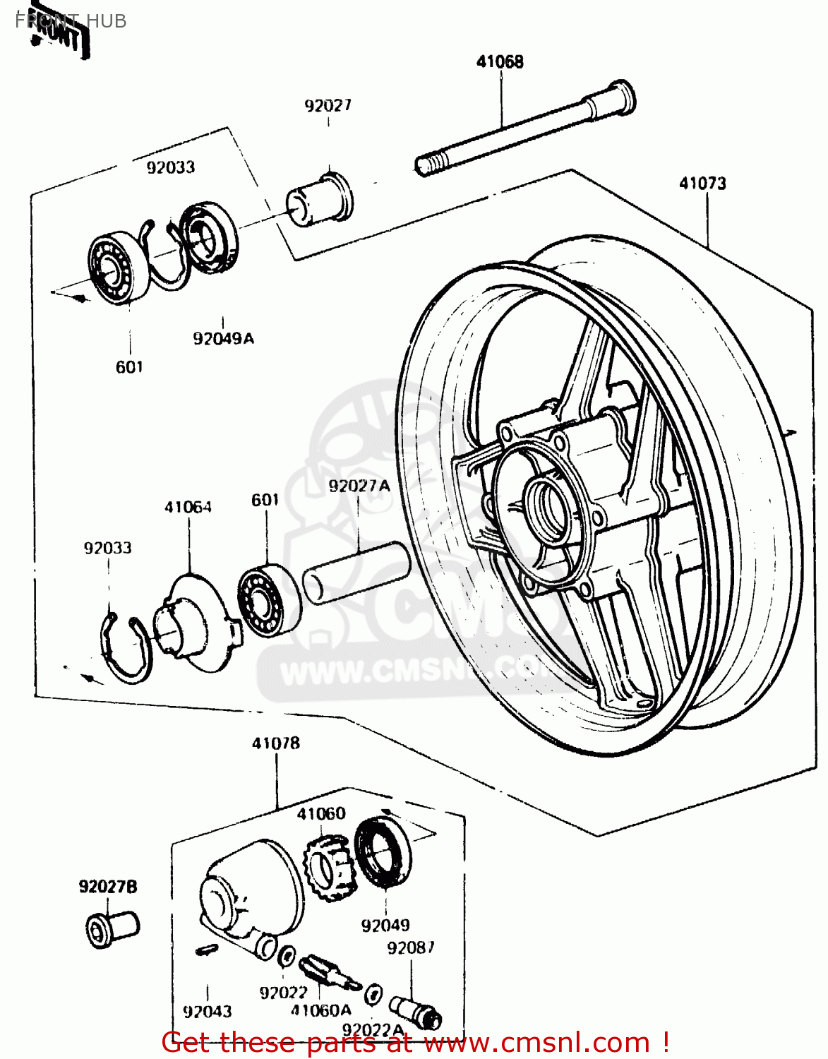 FRONT HUB ZX750G2 1985 EUROPE UK FR GR IT NR SD