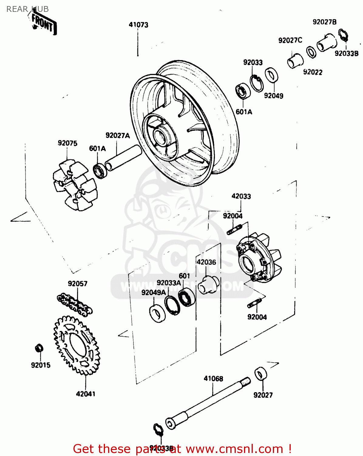 REAR HUB ZX750G2 1985 EUROPE UK FR GR IT NR SD