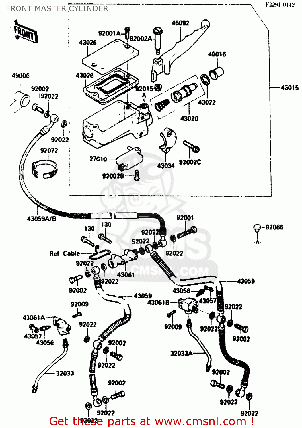 FRONT MASTER CYLINDER ZX750G2 1985 EUROPE UK FR GR IT NR SD
