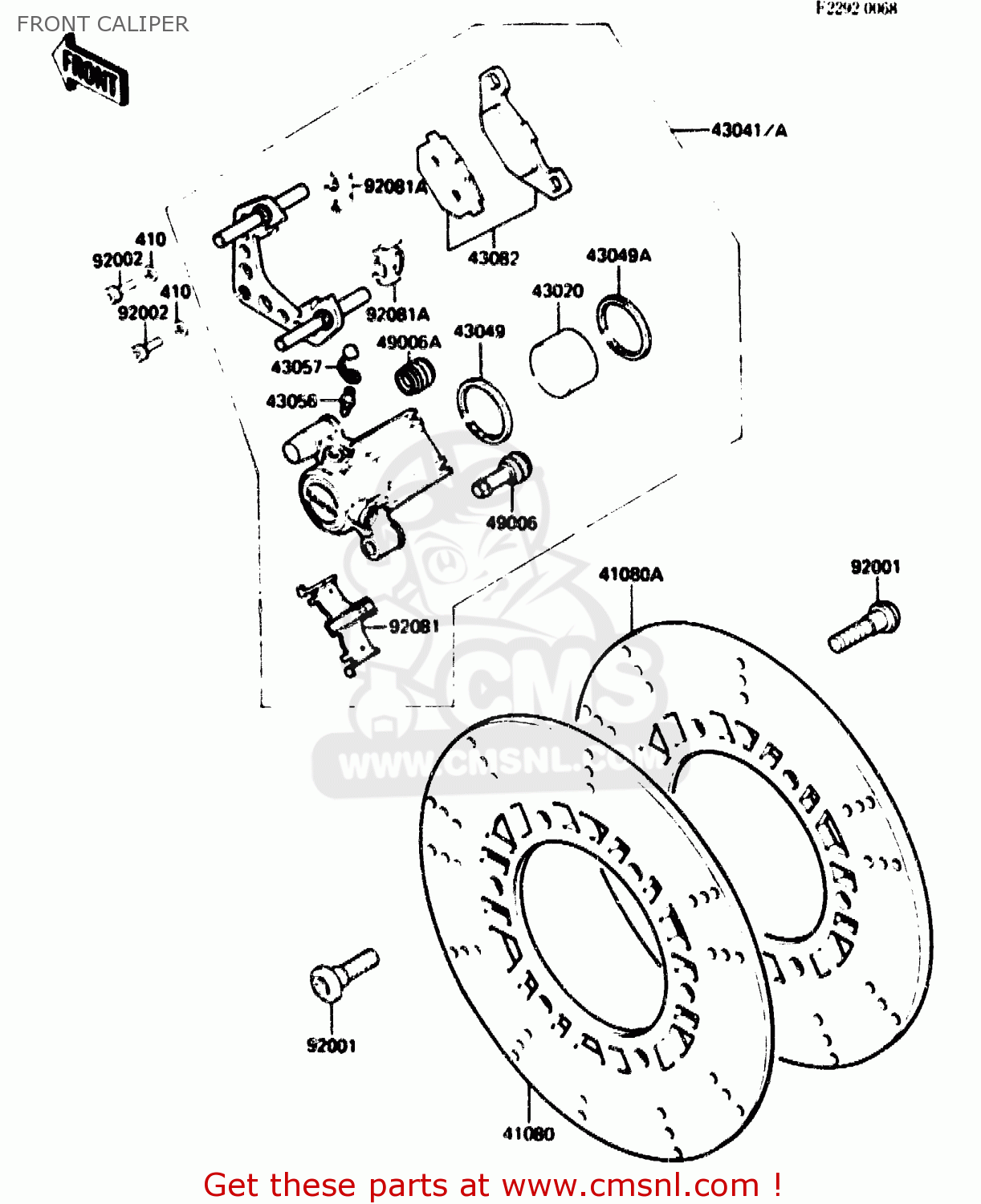 FRONT CALIPER ZX750G2 1985 EUROPE UK FR GR IT NR SD