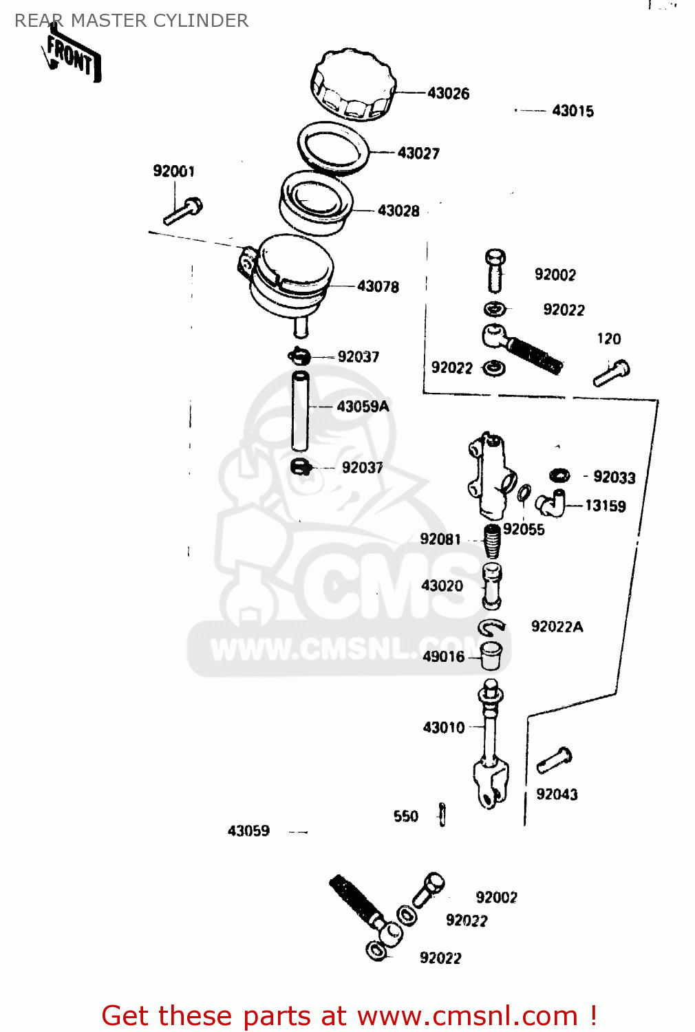 REAR MASTER CYLINDER ZX750G2 1985 EUROPE UK FR GR IT NR SD