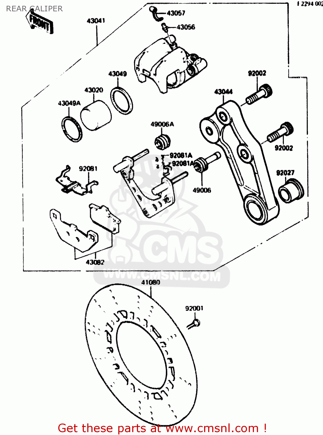 REAR CALIPER ZX750G2 1985 EUROPE UK FR GR IT NR SD