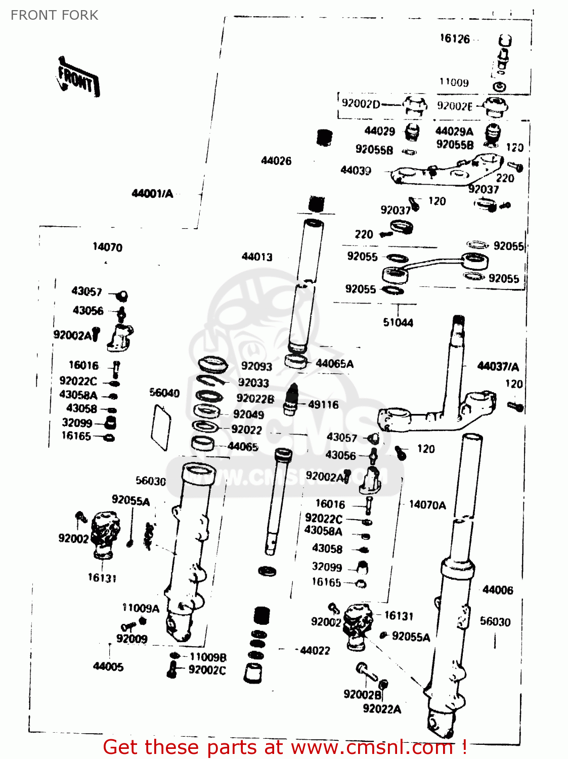 FRONT FORK ZX750G2 1985 EUROPE UK FR GR IT NR SD